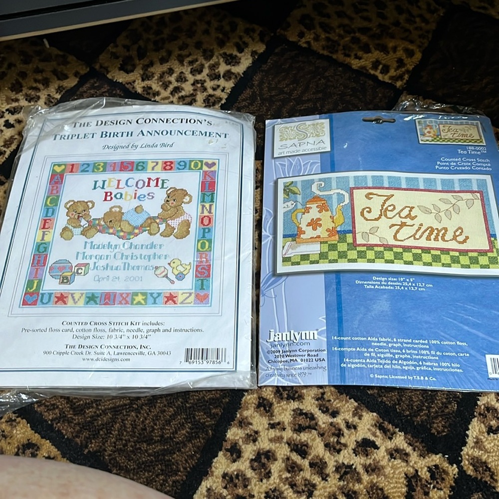 Two beautiful unopened, vintage cross stitch kits.